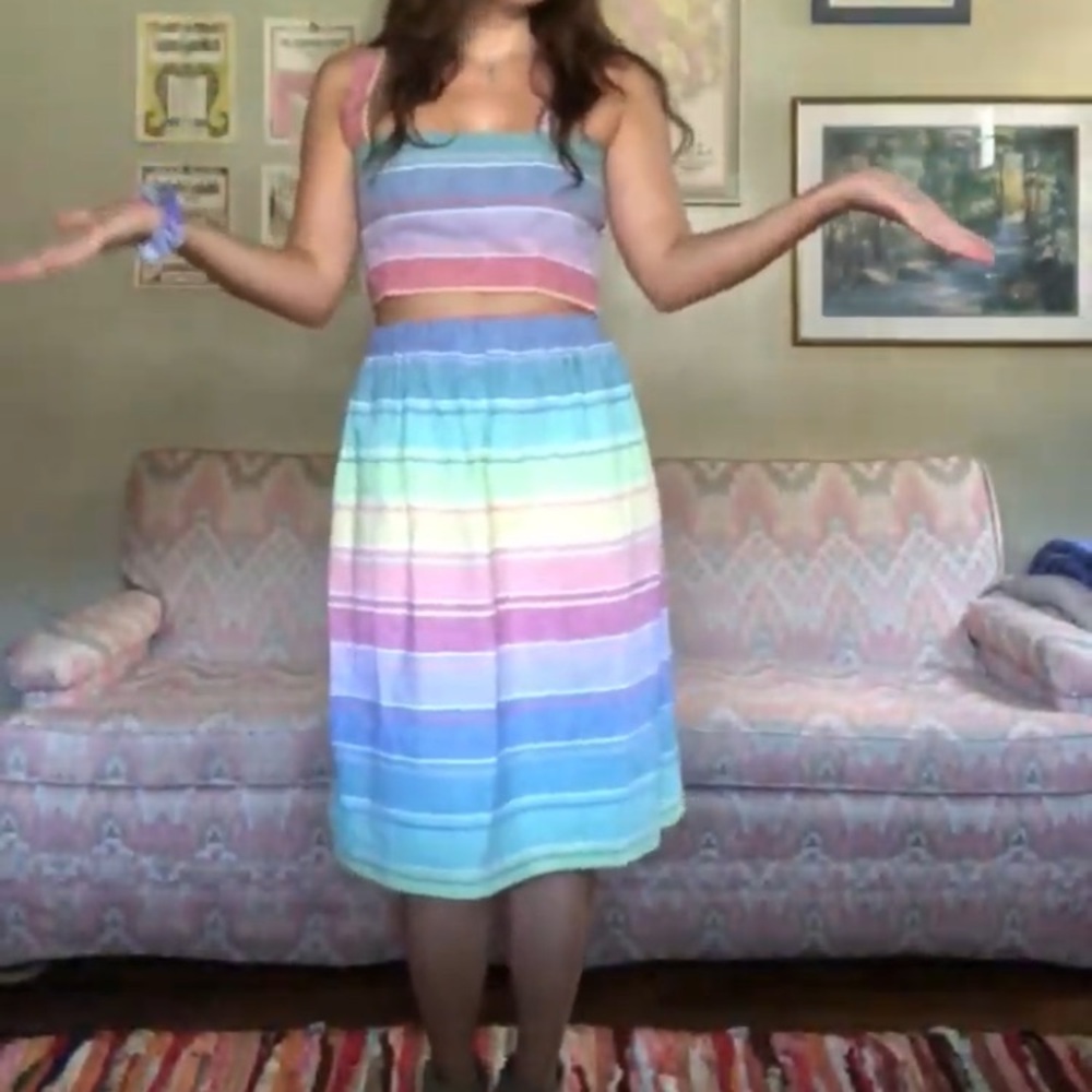 Franklin Jay Handmade Two Piece Rainbow Beach Set S/M Stripes - Picture 5 of 15